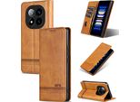 Custodia In Pelle Per Xiaomi Redmi Note 14 Pro 5G, Custodia Pieghevole A Portafoglio Con Chiusura Magnetica E Supporto Giallo