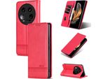 Custodia In Pelle Per Xiaomi 14 Ultra, Custodia Pieghevole A Portafoglio Con Chiusura Magnetica E Supporto Rosa