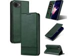 Custodia In Pelle Per Iphone 16E, Custodia Pieghevole A Portafoglio Con Chiusura Magnetica E Supporto Verde