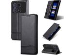 Custodia In Pelle Per Xiaomi Redmi K70 Ultra, Custodia Pieghevole A Portafoglio Con Chiusura Magnetica E Supporto Nero