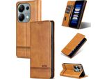 Custodia In Pelle Per Xiaomi Redmi Note 13 Pro 4G, Custodia Pieghevole A Portafoglio Con Chiusura Magnetica E Supporto Giallo