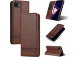 Custodia In Pelle Per Iphone 16E, Custodia Pieghevole A Portafoglio Con Chiusura Magnetica E Supporto Caffè