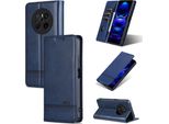 Custodia In Pelle Per Huawei Mate 70, Custodia Pieghevole A Portafoglio Con Chiusura Magnetica E Supporto Blu