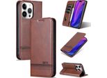 Custodia In Pelle Per Iphone 15 Pro, Custodia Pieghevole A Portafoglio Con Chiusura Magnetica E Supporto Caffè