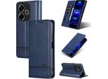 Custodia In Pelle Per Xiaomi Redmi 13 4G, Custodia Pieghevole A Portafoglio Con Chiusura Magnetica E Supporto Blu