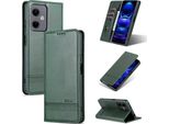 Custodia In Pelle Per Xiaomi Redmi Note 12 5G, Custodia Pieghevole A Portafoglio Con Chiusura Magnetica E Supporto Verde