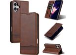 Custodia In Pelle Per Iphone 16, Custodia Pieghevole A Portafoglio Con Chiusura Magnetica E Supporto Caffè