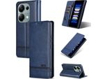 Custodia In Pelle Per Xiaomi Redmi Note 13 Pro 4G, Custodia Pieghevole A Portafoglio Con Chiusura Magnetica E Supporto Blu