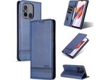 Custodia In Pelle Per Xiaomi Redmi 12C / Poco C55, Custodia Pieghevole A Portafoglio Con Chiusura Magnetica E Supporto Blu