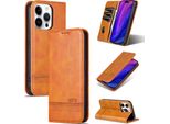 Custodia In Pelle Per Iphone 16 Pro, Custodia Pieghevole A Portafoglio Con Chiusura Magnetica E Supporto Giallo