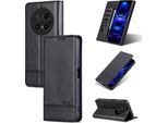Custodia In Pelle Per Huawei Mate 70 Pro/Mate 70 Pro+, Custodia Pieghevole A Portafoglio Con Chiusura Magnetica E Supporto Nero