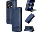 Custodia In Pelle Per Xiaomi Redmi Note 13 4G, Custodia Pieghevole A Portafoglio Con Chiusura Magnetica E Supporto Blu