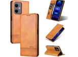 Custodia In Pelle Per Xiaomi Redmi Note 12 5G, Custodia Pieghevole A Portafoglio Con Chiusura Magnetica E Supporto Giallo