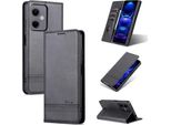 Custodia In Pelle Per Xiaomi Redmi Note 12 5G, Custodia Pieghevole A Portafoglio Con Chiusura Magnetica E Supporto Nero