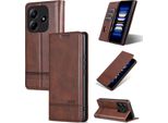 Custodia In Pelle Per Xiaomi Redmi Note 14 5G, Custodia Pieghevole A Portafoglio Con Chiusura Magnetica E Supporto Caffè