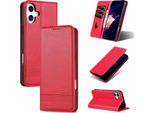 Custodia In Pelle Per Iphone 16 Plus, Custodia Pieghevole A Portafoglio Con Chiusura Magnetica E Supporto Rosa