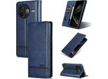 Custodia In Pelle Per Xiaomi Redmi K80, Custodia Pieghevole A Portafoglio Con Chiusura Magnetica E Supporto Blu