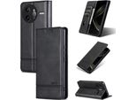 Custodia In Pelle Per Xiaomi Redmi K80 Pro, Custodia Pieghevole A Portafoglio Con Chiusura Magnetica E Supporto Nero