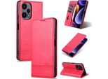Custodia In Pelle Per Xiaomi Redmi Note 12 Turbo, Custodia Pieghevole A Portafoglio Con Chiusura Magnetica E Supporto Rosa