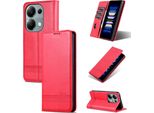Custodia In Pelle Per Xiaomi Redmi Note 13 Pro 4G, Custodia Pieghevole A Portafoglio Con Chiusura Magnetica E Supporto Rosa