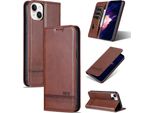 Custodia In Pelle Per Iphone 15, Custodia Pieghevole A Portafoglio Con Chiusura Magnetica E Supporto Caffè