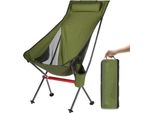 Sedia Da Campeggio Con Schienale Alto E Poggiatesta, Sedia Pieghevole Da Campeggio Leggera, Sedia Da Spiaggia, Da Escursionismo, Da Pesca, Sedie Da Campeggio Per Adulti, Verde