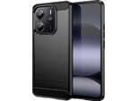 Custodia Per Xiaomi Redmi Note 14 4G In Silicone Tpu Morbido, Fibra Di Carbonio, Custodia Protettiva Antiurto Nera