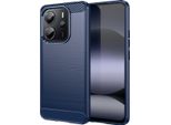 Custodia Per Xiaomi Redmi Note 14 4G In Silicone Tpu Morbido, Fibra Di Carbonio, Custodia Protettiva Antiurto Blu