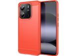 Custodia Per Xiaomi Redmi Note 14 4G In Silicone Tpu Morbido, Fibra Di Carbonio, Custodia Protettiva Antiurto Rossa