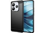 Custodia Per Xiaomi Redmi Note 14 5G In Silicone Tpu Morbido, Fibra Di Carbonio, Custodia Protettiva Antiurto Nera