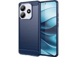 Custodia Per Xiaomi Redmi Note 14 5G In Silicone Tpu Morbido, Fibra Di Carbonio, Custodia Protettiva Antiurto Blu