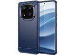 Custodia Per Xiaomi Redmi Note 14 Pro+ 5G In Silicone Tpu Morbido, Fibra Di Carbonio, Custodia Protettiva Antiurto Blu