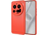 Custodia Per Xiaomi 15 Ultra Morbido Silicone Tpu, Fibra Di Carbonio, Custodia Protettiva Antiurto Rosso