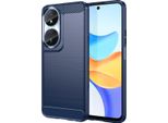 Custodia Per Honor 90 Smart In Silicone Tpu Morbido, Fibra Di Carbonio, Custodia Protettiva Antiurto Blu