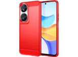 Custodia Per Honor 90 Smart In Silicone Tpu Morbido, Fibra Di Carbonio, Custodia Protettiva Antiurto Rossa