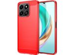 Custodia Per Honor X6B In Silicone Tpu Morbido, Fibra Di Carbonio, Custodia Protettiva Antiurto Rossa