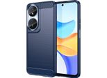 Custodia Per Honor X7B In Silicone Tpu Morbido, Fibra Di Carbonio, Custodia Protettiva Antiurto Blu