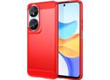 Custodia Per Honor X7B In Silicone Tpu Morbido, Fibra Di Carbonio, Custodia Protettiva Antiurto Rossa