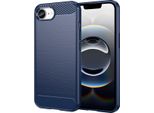 Custodia Per Iphone 16E In Silicone Tpu Morbido, Fibra Di Carbonio, Custodia Protettiva Antiurto Blu