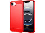 Custodia Per Iphone 16E In Silicone Tpu Morbido, Fibra Di Carbonio, Custodia Protettiva Antiurto Rossa