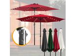 Bettizia Ombrellone Ø2,7M Incl. Led Ombrellone Da Giardino Girevole A 360° Ombrellone A Sbalzo Ombrellone Da Spiaggia - Con Led - Rosso