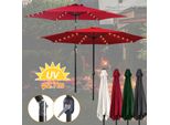 Aopunly Ombrellone Ø2,7M Incl. Led Ombrellone Da Giardino Girevole A 360° Ombrellone A Sbalzo Ombrellone Da Spiaggia - Con Led - Rosso