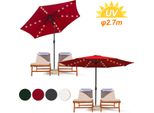Tolletour Ombrellone Ø2,7M Incl. Led Ombrellone Da Giardino Girevole A 360° Ombrellone A Sbalzo Ombrellone Da Spiaggia - Con Led - Rosso