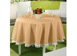 Emhelle Tovaglia Da Giardino Balcone Terrazza 160 Cm Rotonda, Beige