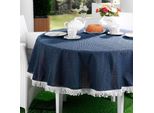 Emhelle Tovaglia Da Giardino Balcone Terrazza 160 Cm Rotonda, Blu Scuro