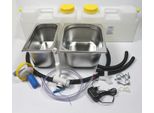 230V Mini Cucina Kit Di Vendita A Cavalletto Lavello 325X265X200+ 325X176X200 Doppia Vasca