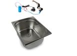 230V Lavello In Acciaio Inox 325X265X150 Mm Lavello Da Campeggio + Pompa Per Rubinetto