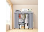 Armadio In Tessuto Clanmacy, Armadio Pieghevole, Guardaroba, Appendiabiti Con 1 Asta Appendiabiti, Grigio, Pieghevole, 178 X170 X 48 Cm