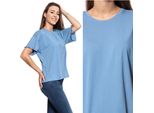 Mustang Damen, Maglietta Alina C Ruffle, S, Blau, Sport, Tshirt, Camicia