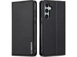 Custodia Magnetica In Pelle Flip Per Samsung Galaxy S25 Fe, Con Slot Per Schede E Funzione Stand Nero